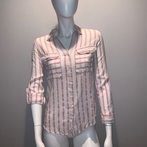 Pale Pink and White Striped Button Down